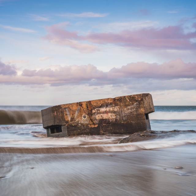 "Gentle waves at Cayton Bay, North Yorkshire" stock image