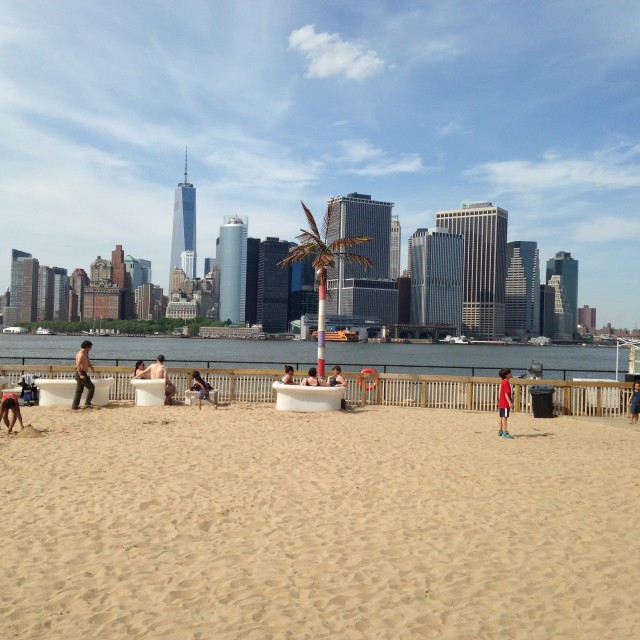 "View of Lower Manhattan from Governors Island Beach-NYC" by Aaron M Thompson PHOTO - $22.80 "View of Lower Manhattan from Governors Island Beach-NYC" stock image