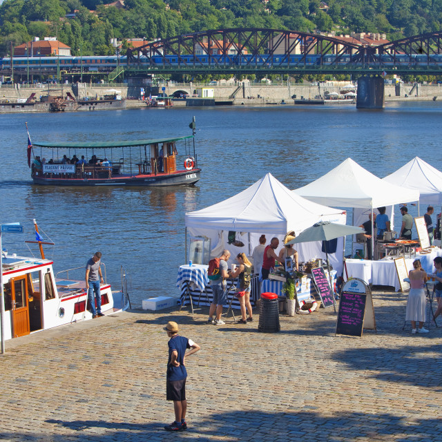 "Czech Republic, Prague - Shops and restaurants at popular Smícho" stock image