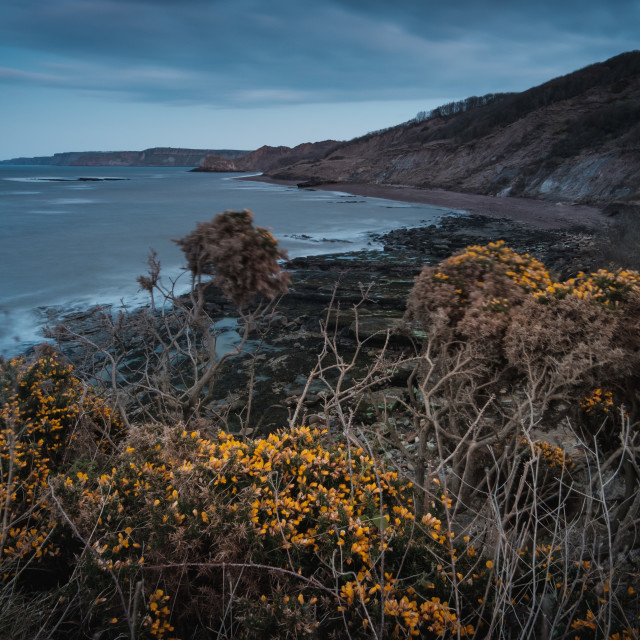 "A murky dusk at Cornelian Bay, North Yorkshire" stock image