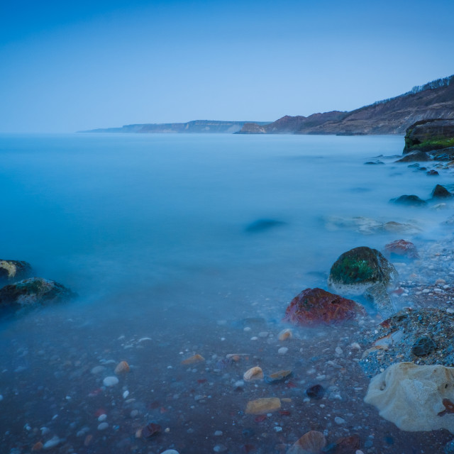 "Blue Hour over Cornelian Bay, North Yorkshire" stock image