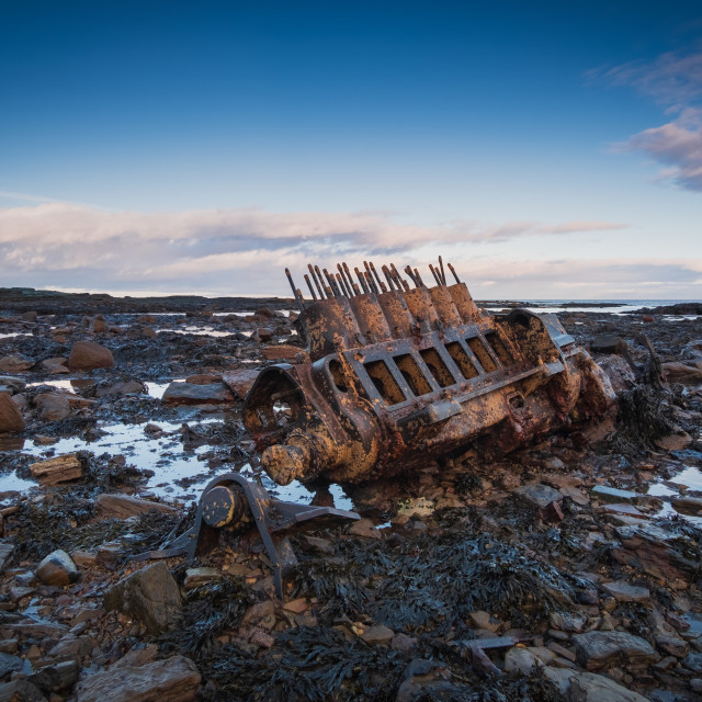 "Low tide shipwreck revelations" stock image