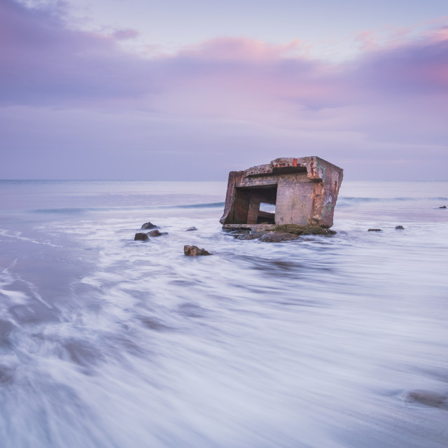 "Pink November hues at Cayton Bay, North Yorkshire" stock image