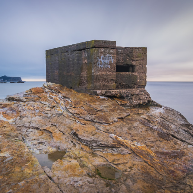 "A wet autumnal day at the Cornelian pillbox" stock image