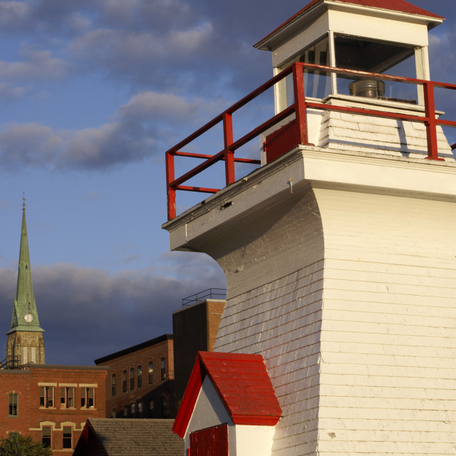 "Wooden light house in Saint John, New Brunswick" stock image