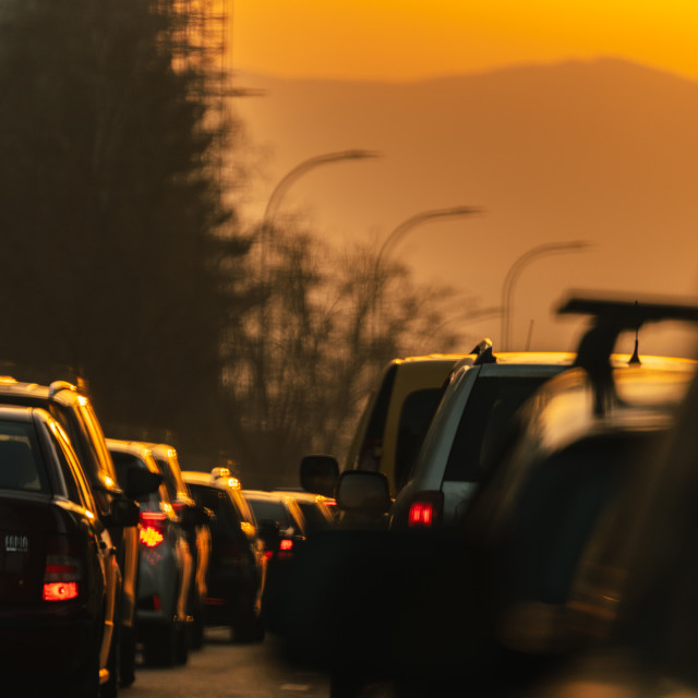 "Sunset in traffic" stock image