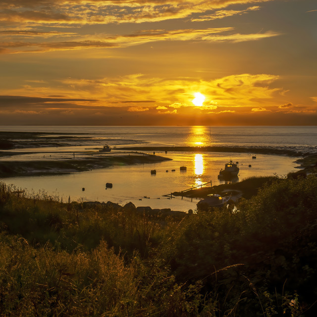 "Sunset over Clevedon Pill" by Pete Griffiths - £10.00 "Sunset over Clevedon Pill" stock image