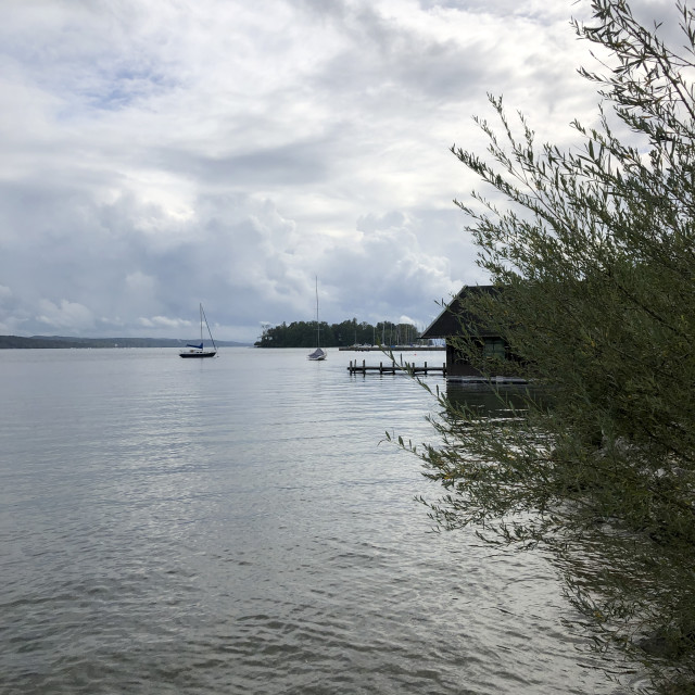 "Dark Clouds on Lake Starnberg" stock image