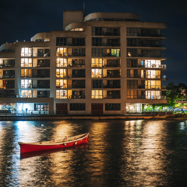 "The lonely boat" by Pete Griffiths - £10.00 "The lonely boat" stock image