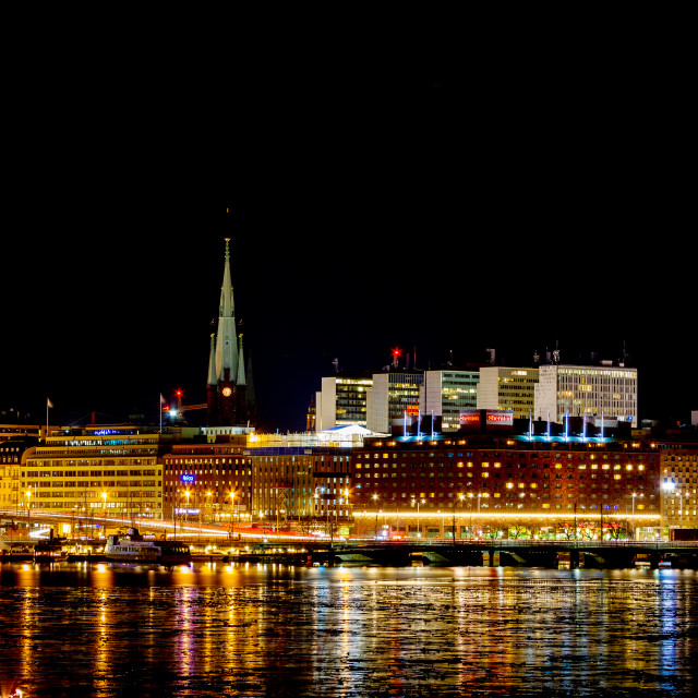 "Stockholm at night" stock image