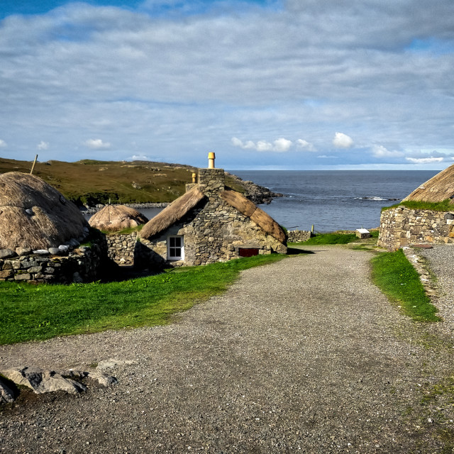 "Gearrannan Blackhouse Village." stock image