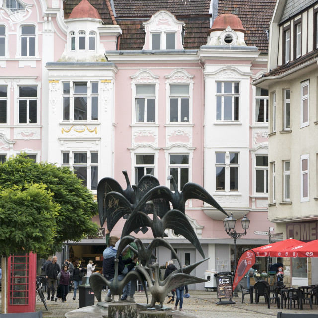 "Square "Gaensemarkt" (Goose Market) in Herford" stock image