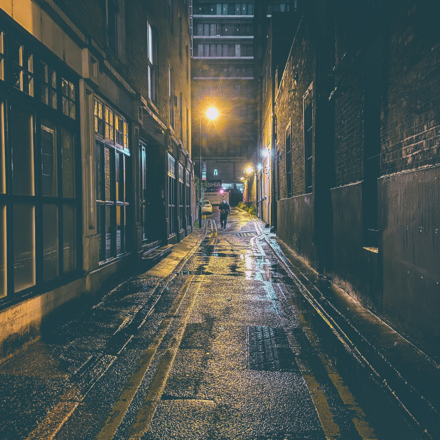 "Wet side street" stock image