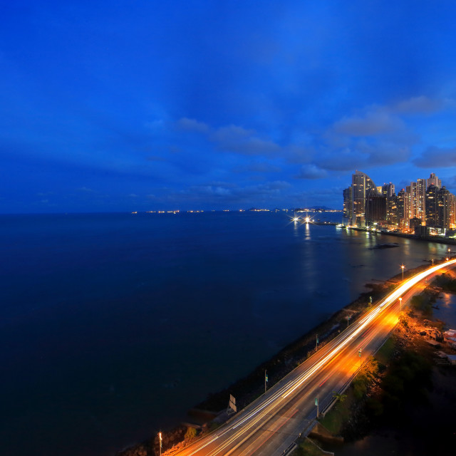 "Panoramica Vista Nocturna Punta Pacifica" stock image