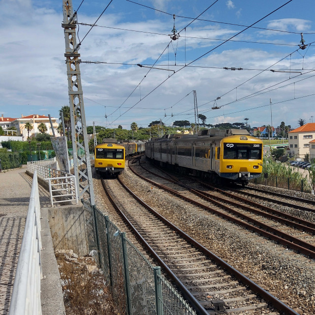 "Lisbon and Cascais Portugal Trains" stock image