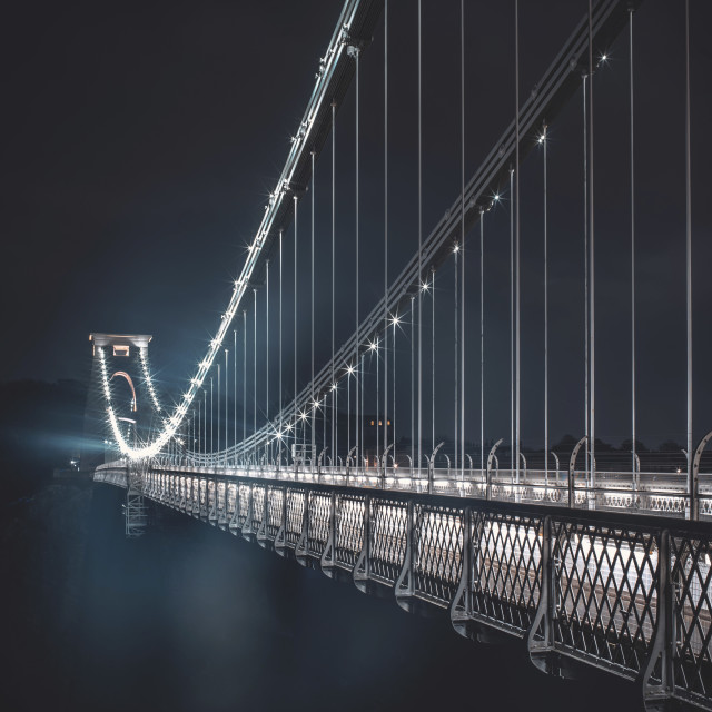 "Clifton Suspension Bridge at night" by Pete Griffiths - £10.00 "Clifton Suspension Bridge at night" stock image