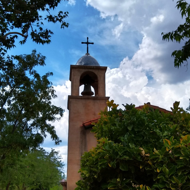 "Bell Tower at Tlaquepaque Arts & Crafts Village Church" stock image