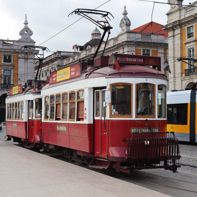 "Lisbon Trolley Tram Cars" stock image