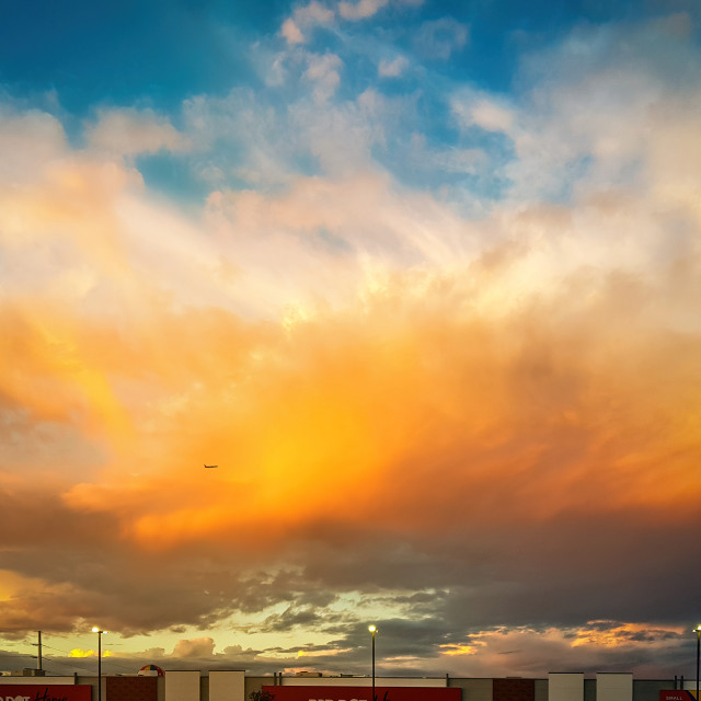 "Sky Aflame at the Mall" stock image