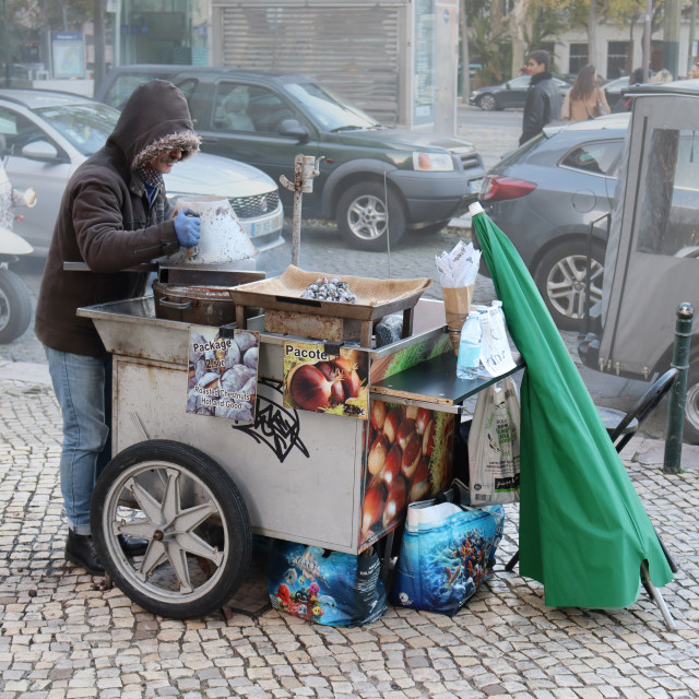 "Roasted Chestnuts Street Vendor" stock image