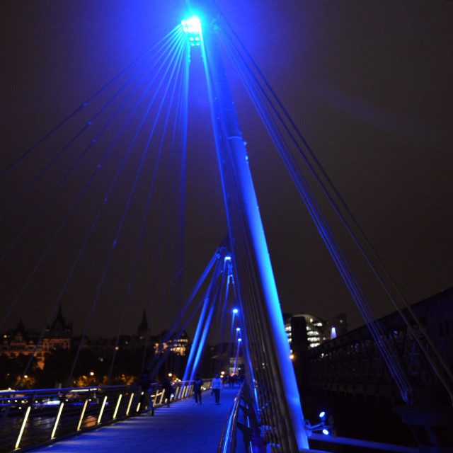 "Golden Jubilee Bridge at Night" stock image