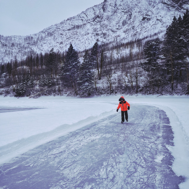 "Kid skating on lake" by MLLL Photography - $30.42 "Kid skating on lake" stock image