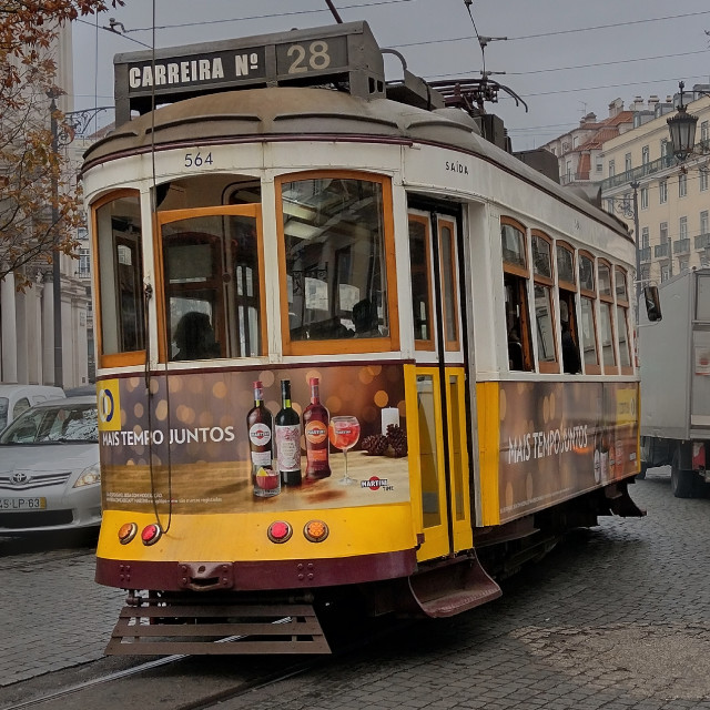 "Lisbon Trolley Car" by Paul Wilcox - $9.29 "Lisbon Trolley Car" stock image