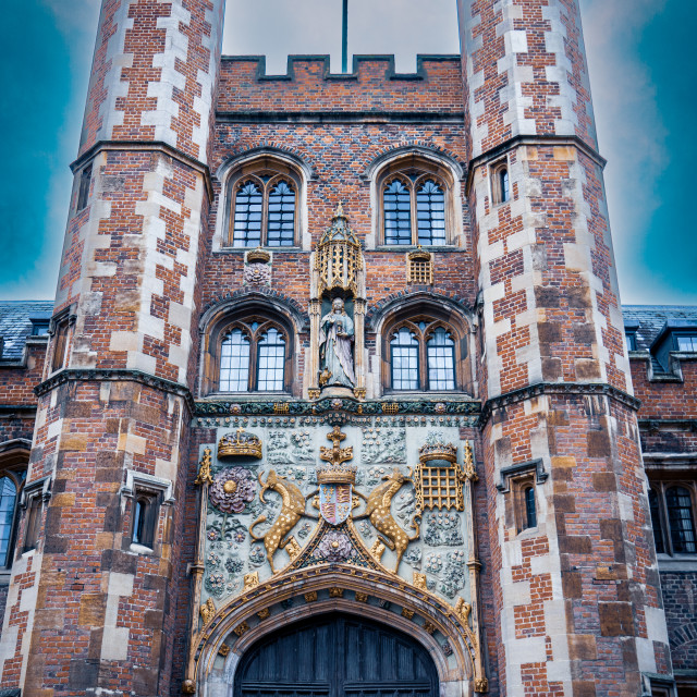 "St. John's College Gate Cambridge" stock image