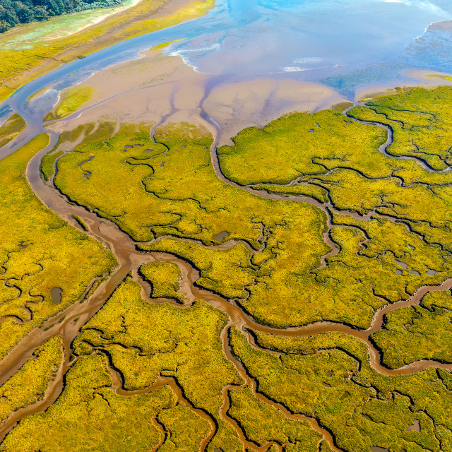 "Aerial view of the River Tyne estuary, East Lothian" stock image