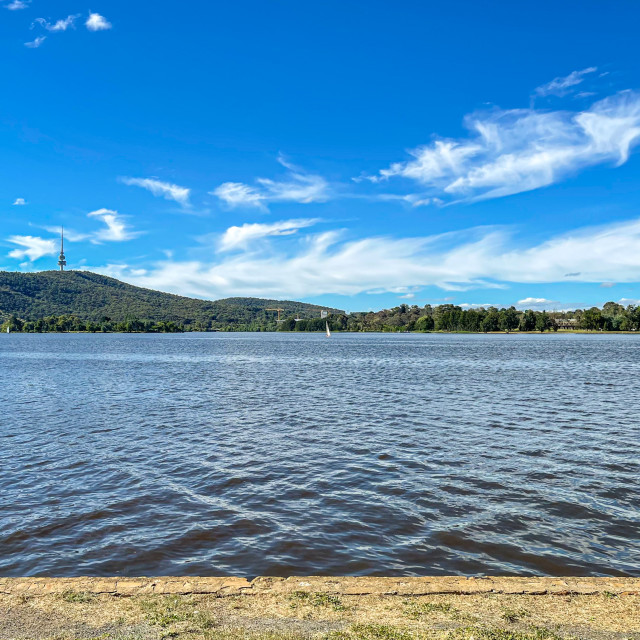 "Lake Burley Griffin with Communcations Tower in Background, Canb" stock image