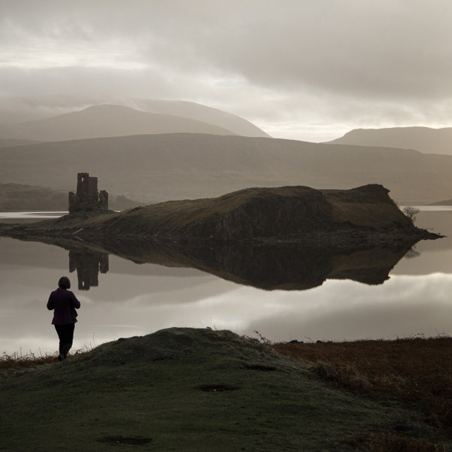 "Mystic Hogmanay on Loch Assynt, Scottish Highlands" stock image