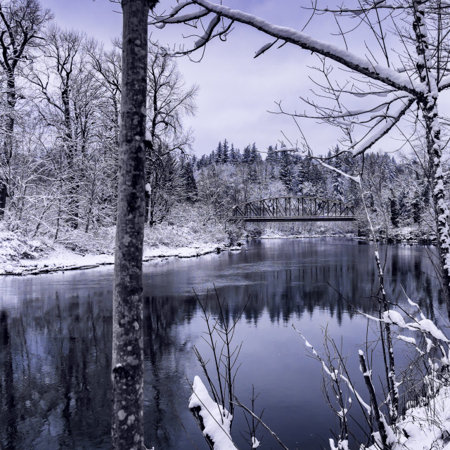 "Snowy Sno-Fall Bridge" stock image