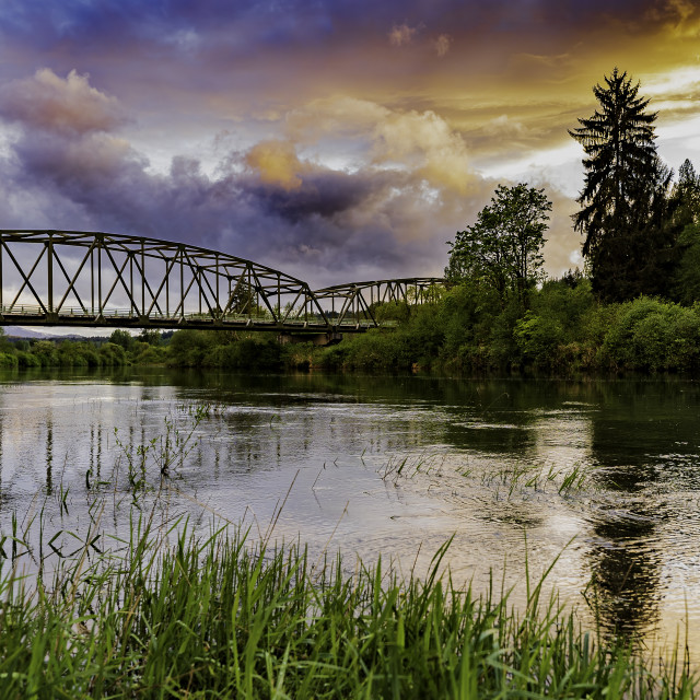 "Tolt Hill Bridge Sunset" stock image