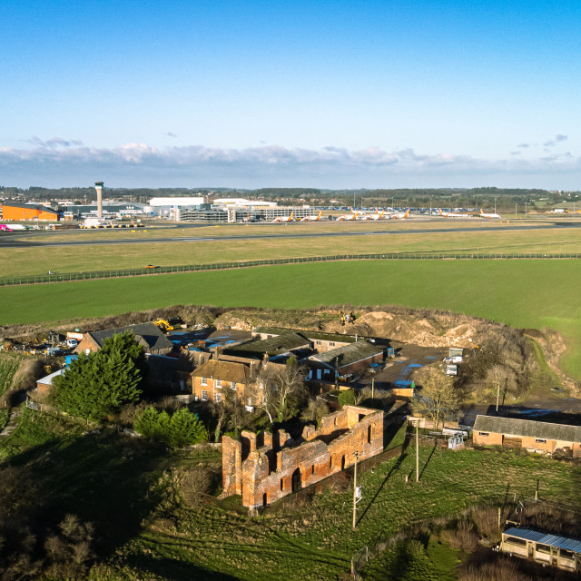 "Someries Castle & Luton Airport" stock image