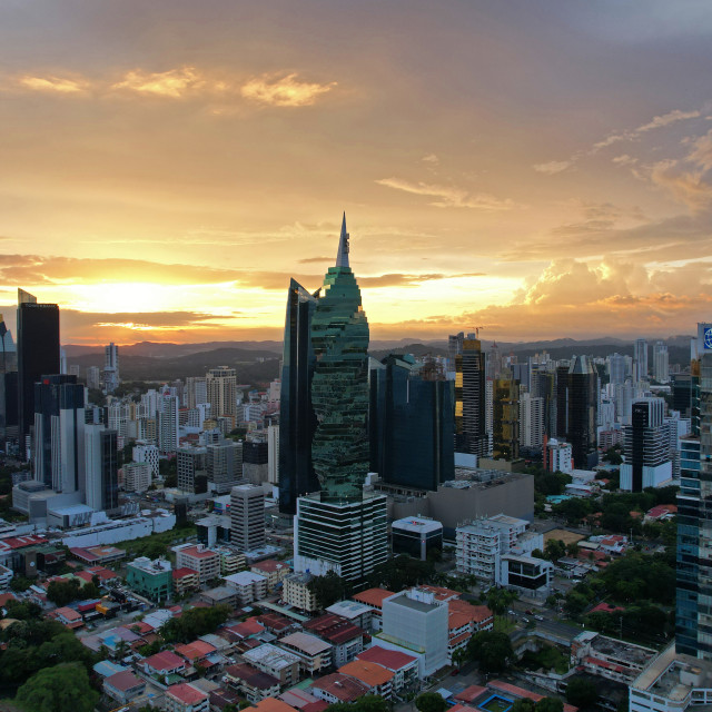 "Atardecer ciudad de Panama" stock image