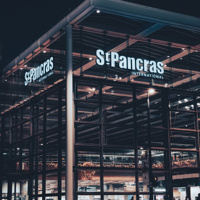 "St Pancras International Night" stock image