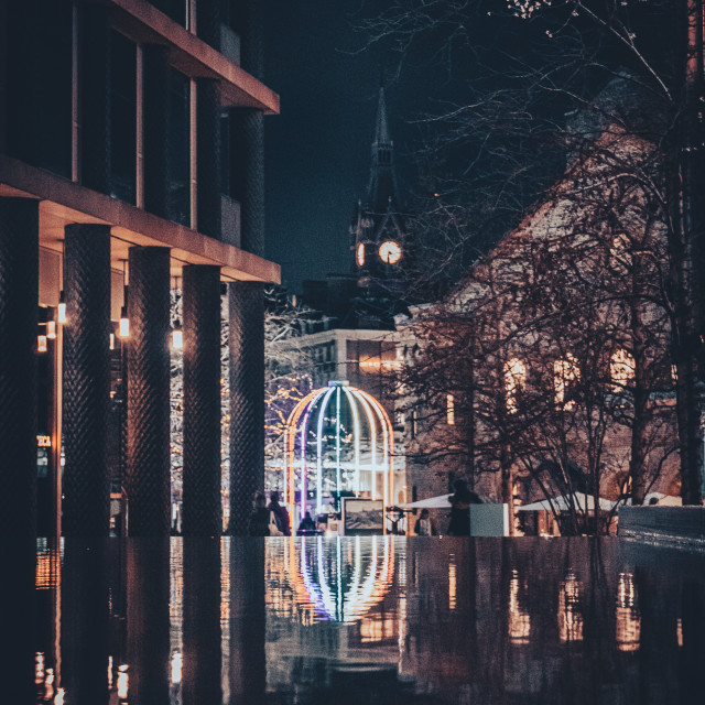 "Pancras Square Night Reflection" stock image