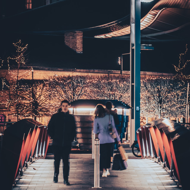 "Granary Square Footbridge Night" stock image