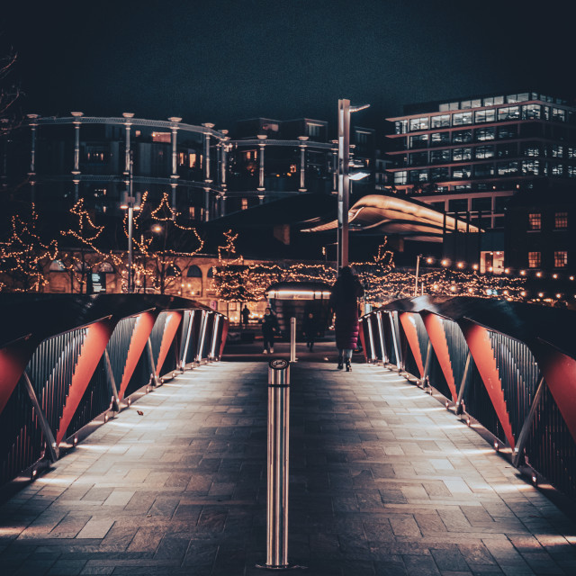 "Granary Square Footbridge Night" stock image