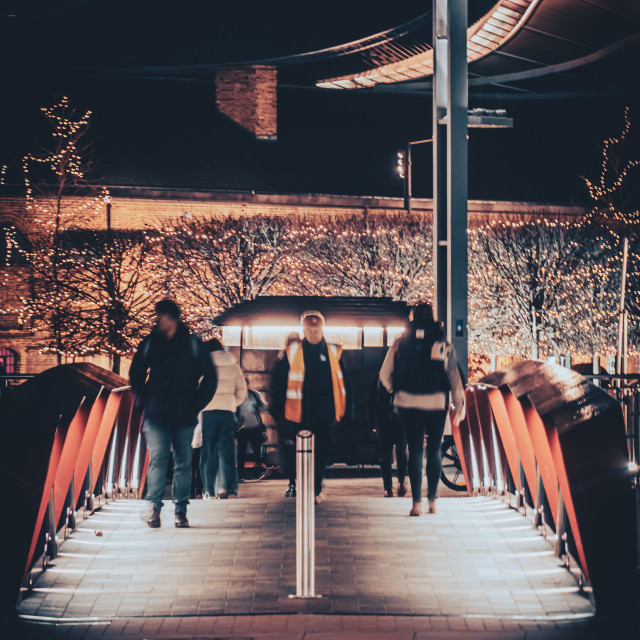 "Granary Square Footbridge Night" stock image