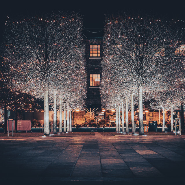 "Granary Square Brasserie Winter Night" stock image