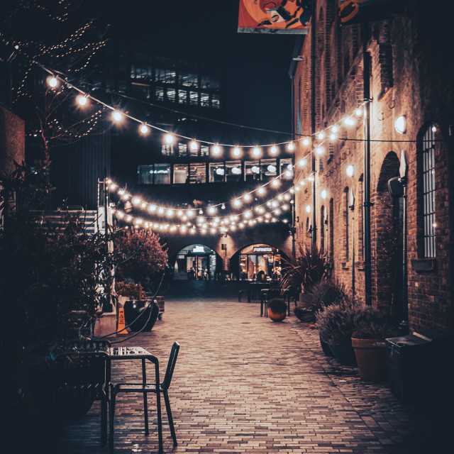 "Coal Drops Yard Winter Night" stock image