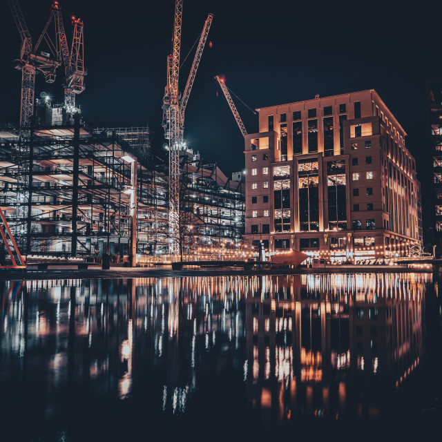 "Google UK, King's Boulevard, King's Cross Construction Night Ref" stock image