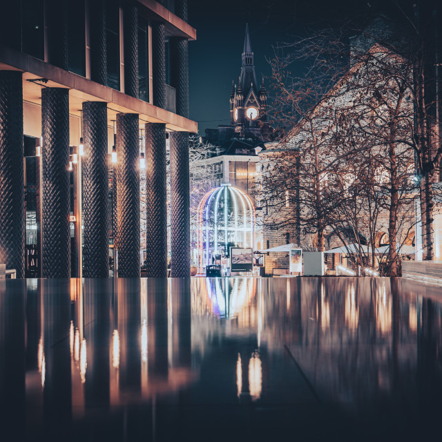 "Pancras Square Night Reflection" stock image