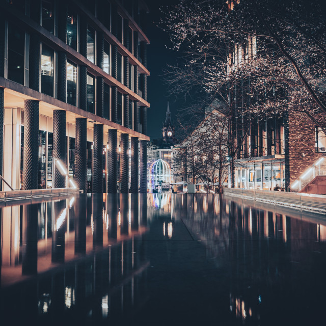 "Pancras Square Night Reflection" stock image