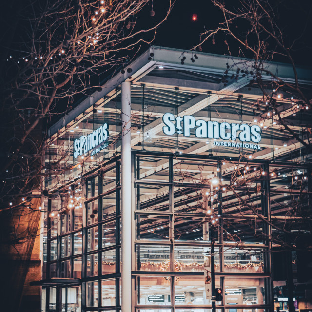 "St Pancras International Night" stock image