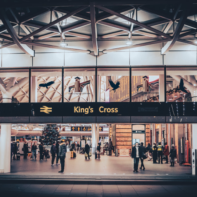 "Kings Cross Station Cinematic Night" stock image