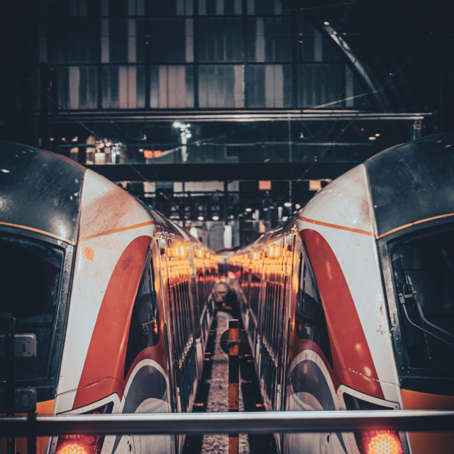 "King's Cross Railway Station Night" stock image