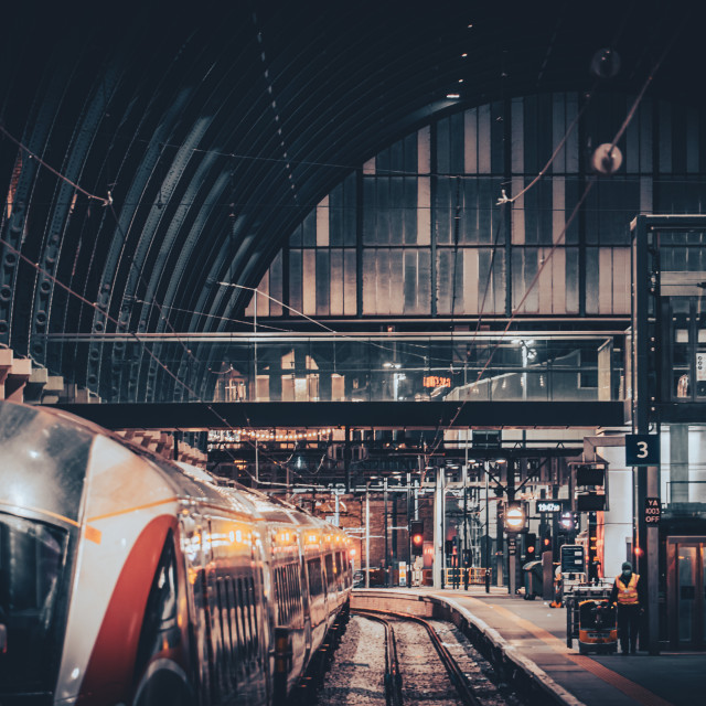 "King's Cross Railway Station Night" stock image