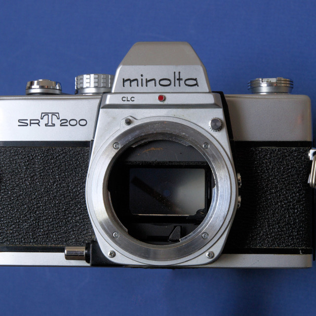 "Minolta SRT-200 camera body." stock image